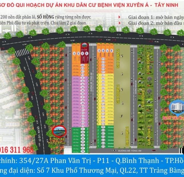 Sở hữu ngay lô đất nền đẹp giá từ 195 triệu chỉ có tại dự án KHU DÂN CƯ BỆNH VIỆN XUYÊN Ấ GÒ DẦU- TÂY NINH 