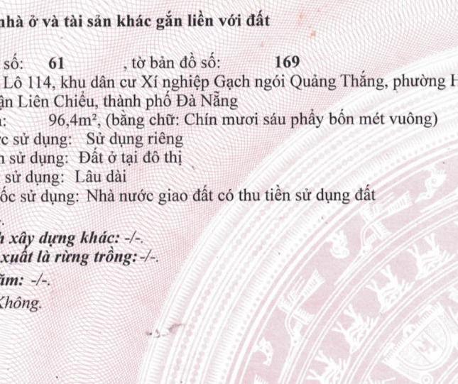 Bán đất mặt tiền đường 7m5 Nguyễn Khuyến – Liên Chiểu