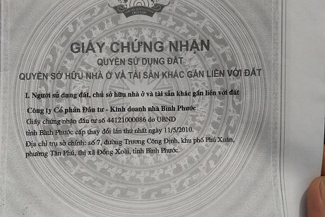 Chính chủ cần bán nhanh đất tại đường N2 thị trấn Tấn Phú, huyện Đồng Phú, tỉnh Bình Phước