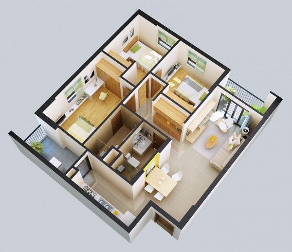 Bán căn hộ chung cư 3 ngủ, 90,5m2, đầy đủ nội thất, Rainbow Linh Đàm