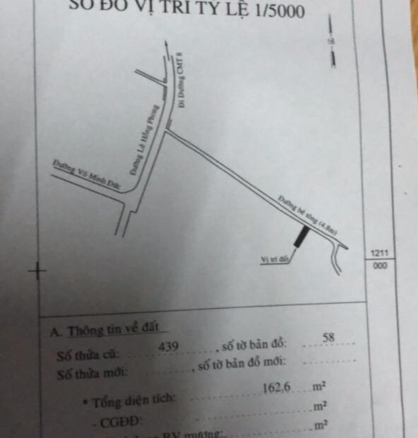Bán 160m2 đất đường Lê Hồng Phong Phường Phú Thọ Tp Thủ Dầu Một. 14tr/m2.