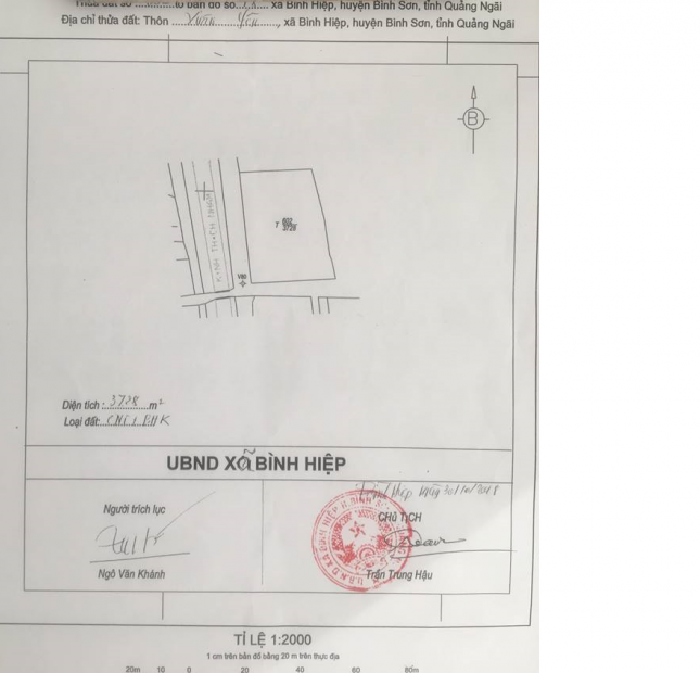 Cần tiền bán lô đất 2 mặt tiền (60mx70m), ở xã Bình Hiệp, Bình Sơn, Quảng Ngãi