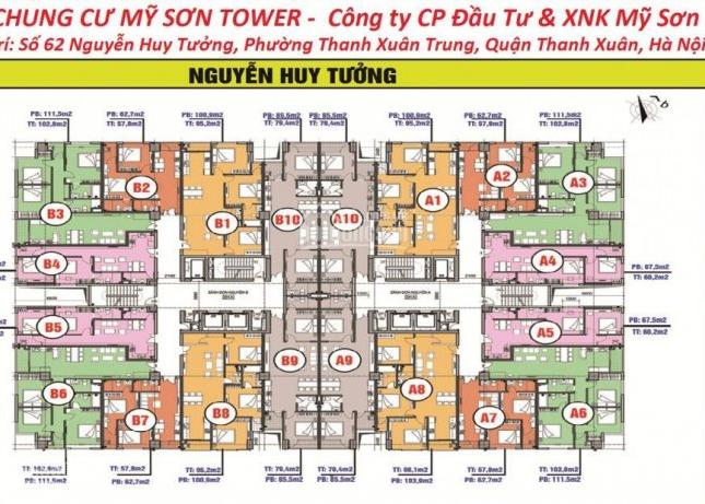 Cần tiền bán gấp CH 18B2 62.7m2, chung cư Mỹ Sơn Tower, 62 Nguyễn Huy Tưởng, giá 1.4 tỷ bao mọi phí