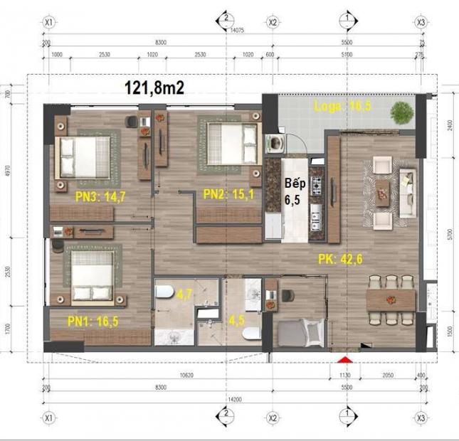 Bán căn 2 và 3 phòng ngủ, ban công Đông Nam, view hồ, chung cư 43 Phạm Văn Đồng