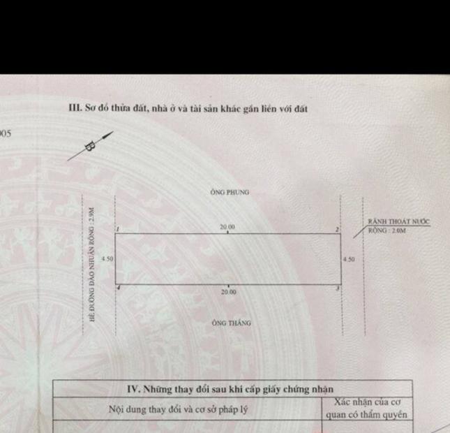 Bán lô đất duy nhất mặt đường Đào Nhuận, Kênh Dương, Lê Chân 90m2, ngang 4.5m, giá chỉ 2.8 tỷ