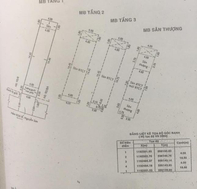 Nhà mới hẻm 4m Nguyễn Sơn 4x18.5m, 2 lầu sân thượng, giá 6.35 tỷ