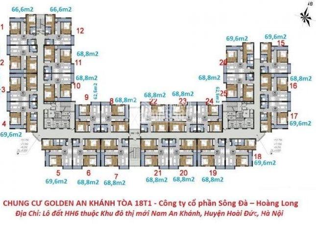 Tôi chủ nhà căn hộ chung cư Golden An Khánh, tầng 1118, DT 69.6m2, bán giá 950 tr/căn, 0981129026