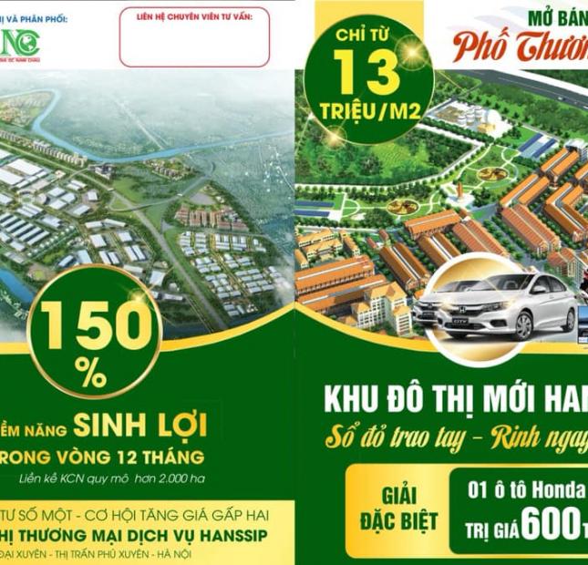Bán đất nền phố thương gia Hanssip Phú Xuyên, Hà Nội
