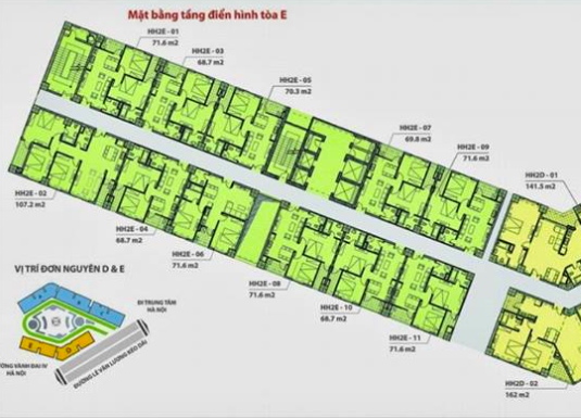 Quá rẻ cho căn hộ full nội thất, 69.8m2, 2PN, HH2E Dương Nội