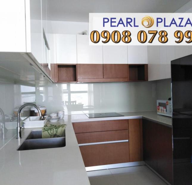 Cho thuê CH 1PN Pearl Plaza, DT 56m2, tầng cao, view sông Sài Gòn, LH hotline 0908 078 995
