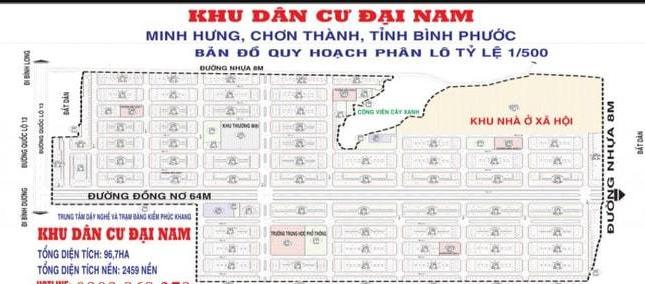Đất thổ cư, sổ riêng ngay mặt tiền QL13, Chơn Thành, Bình Phước. Của khu dân cư Đại Nam