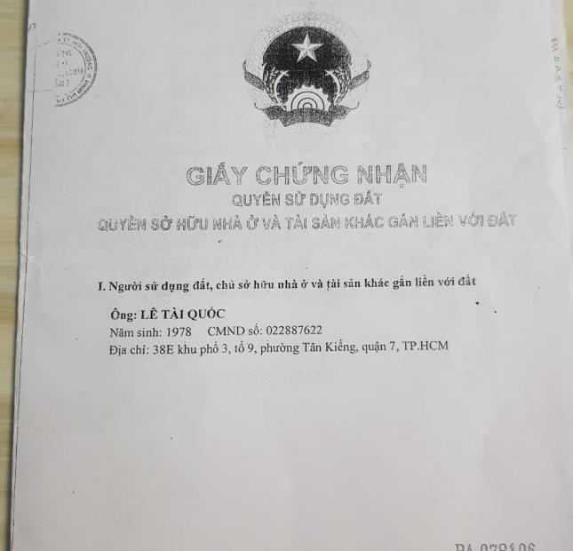 Bán nhà 38E đường Số 33 Tân Kiểng DT 3.6mx20m, 5.8 tỷ, ngay sát trường cấp 3 Lê Thánh Tôn 