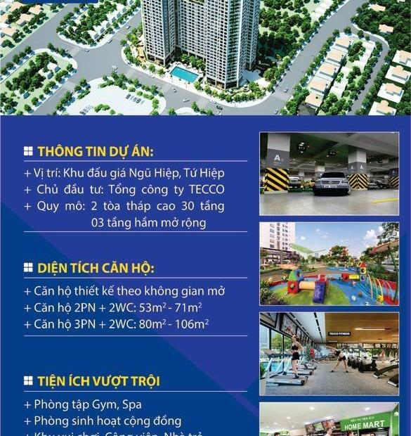 Chung cư trung tâm hành chính huyện Thanh Trì - giá chỉ từ 1 tỷ, căn 2 phòng ngủ
