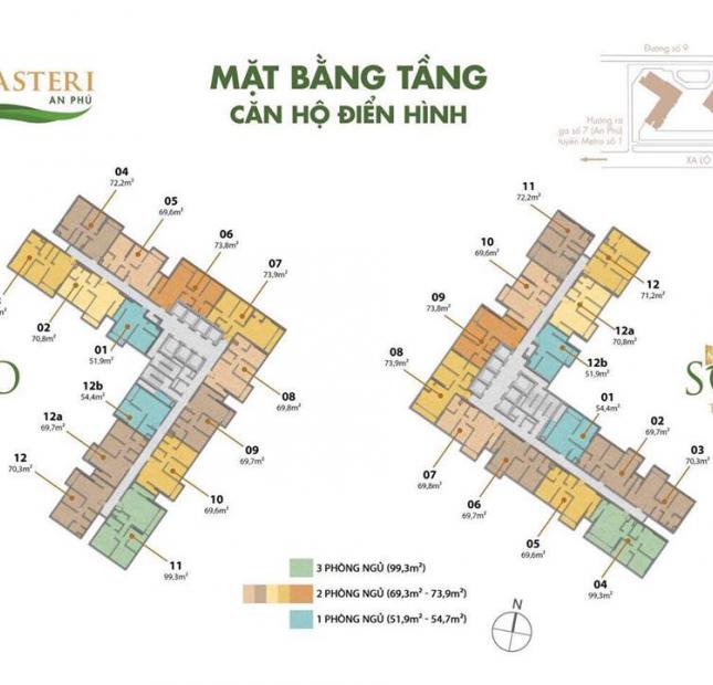 Chính chủ cần bán căn hộ Masteri An Phú, 2pn, 70m2, 3.5 tỷ, hướng mát. LH 0909 182 993
