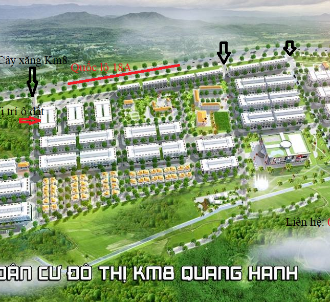 Bán 2 ô đất trong dự án Km8, Quang Hanh, Cẩm Phả, Quảng Ninh, cách quốc lộ 18A 50m, hướng Tây Nam