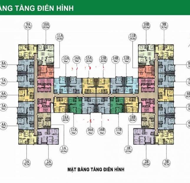 Bán gấp CC 282 Nguyễn Huy Tưởng, căn 1510: 70m2, 2PN, ban công ĐN, giá bán 21 tr/m2