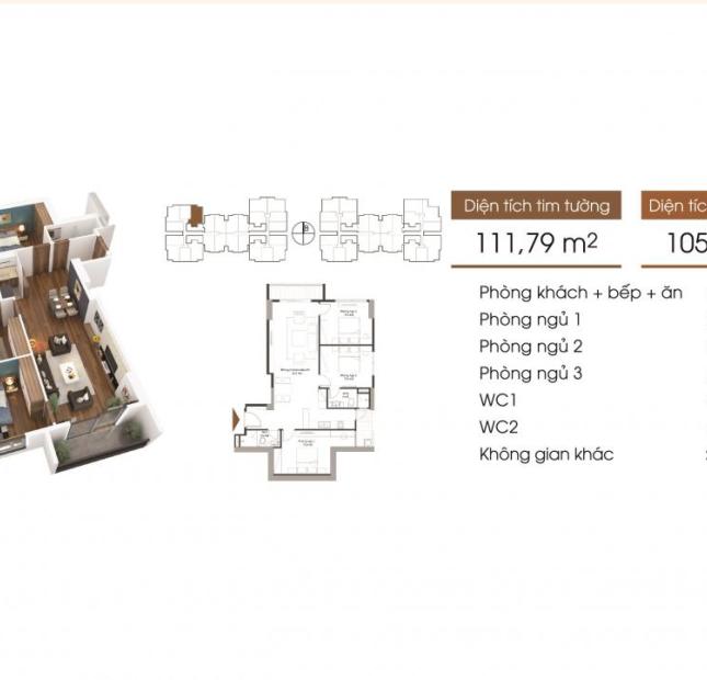 Cần bán căn hộ 3 phòng ngủ, DT 105m2 tại five star kim giang full nội thất giá 3 tỷ 250