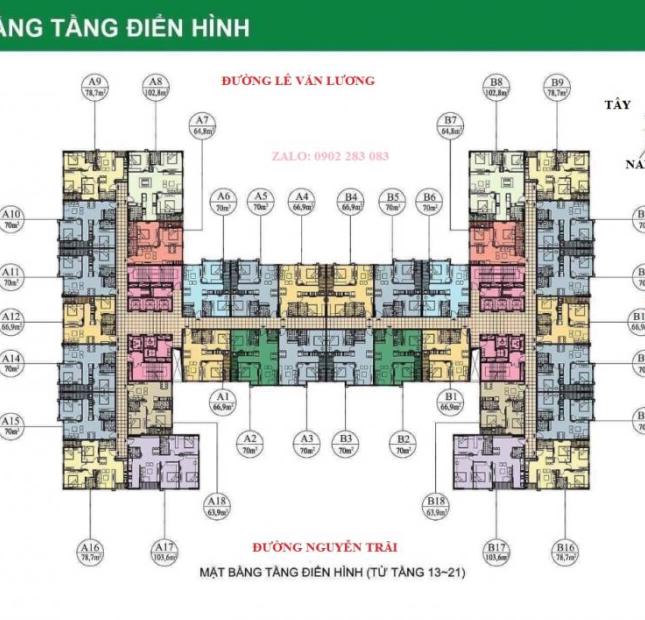 Tôi chính chủ - Bán chung cư 282 Nguyễn Huy Tưởng, căn 70m tầng đẹp ban công Đông Bắc giá 22,5 tr