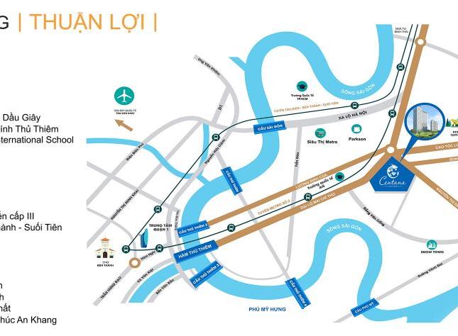 Bán căn hộ Centana Thủ Thiêm 1-3PN, tầng cao, view đẹp, nhà mới 100%, 1,65 tỷ có VAT