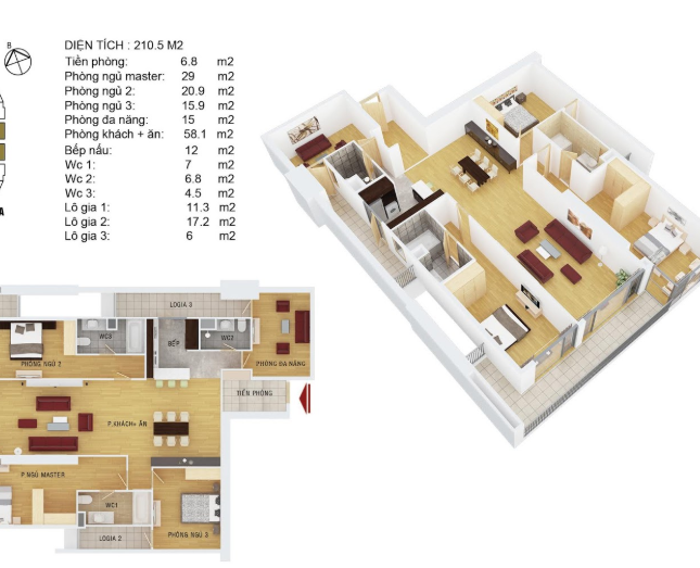 Bán căn 3 ngủ, tầng 25, diện tích 210,5 M2 chung cư DISCOVERY COMPLEX