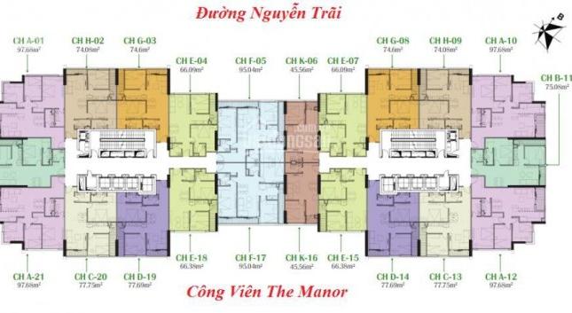 Sốc quá! Căn hộ 3pn The Manor giá chỉ 2,55 tỷ, BC Đông Nam view trực diện công viên Chu Văn An 100ha