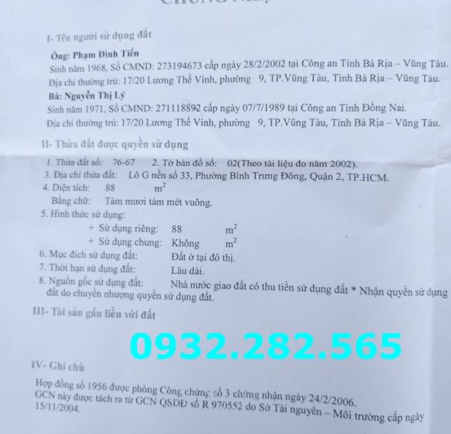 Tôi cần bán đất Nguyễn Duy Trinh, hai mặt tiền đường 49 Mười Mẫu, Bình Trưng Đông, Quận 2