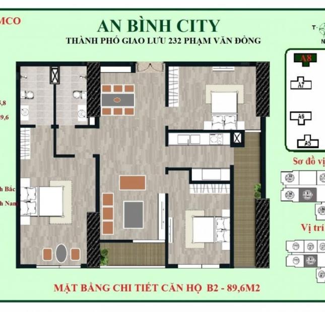 [An Bình City ] Căn hộ 3 phòng ngủ diện tích 89m2 tại tòa A4 tầng trung cần bán