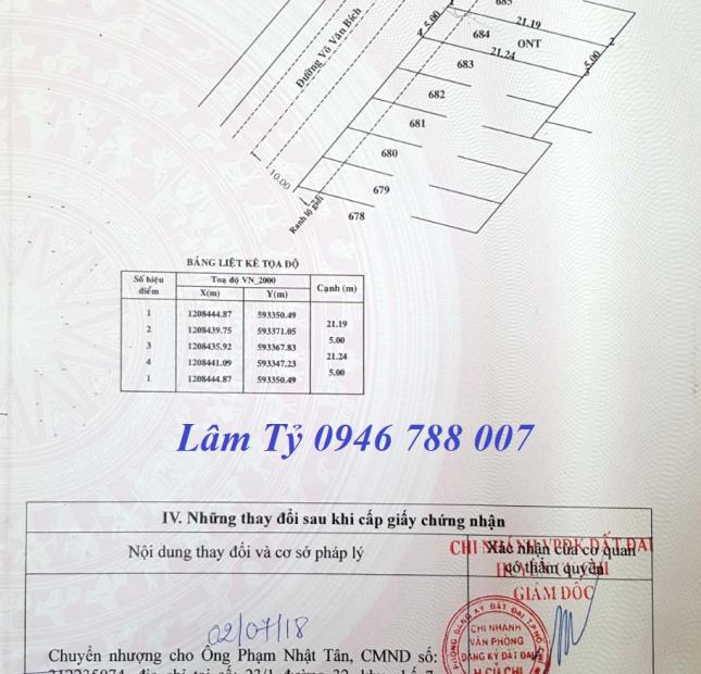 Bán đất MT đường Võ Văn Bích, Củ Chi, Hồ Chí Minh, DT 95m2 giá 3,4 ty,SHR