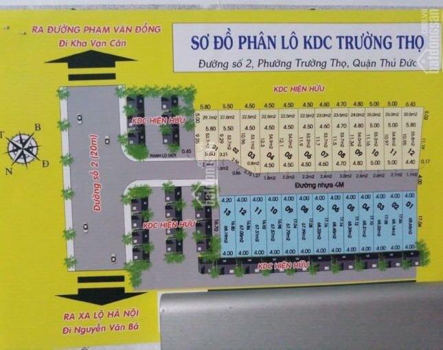 Bán lô đất nền chính chủ hẻm 122 đường số 2, Trường Thọ, Thủ Đức LH 0939504716