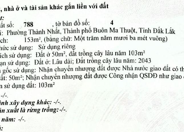 Bán đất thổ cư chính chủ 2 mặt tiền 113/44 Nguyễn Cơ Thạch, P. Thành Nhất, Tp. Buôn Ma Thuột, tỉnh Đắk Lắk.