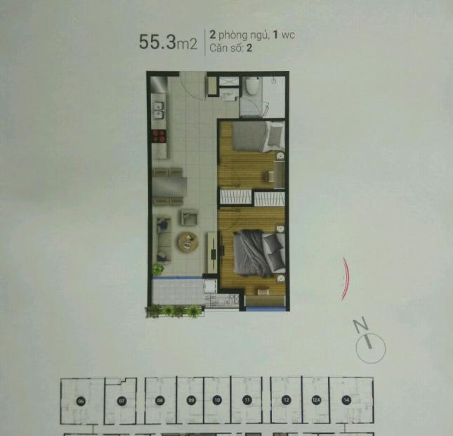 Cần bán căn hộ 2 phòng ngủ dự án River Pararoma 1