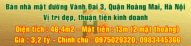 Cần bán nhà mặt đường Vành Đai 3, Quận Hoàng Mai, Hà Nội