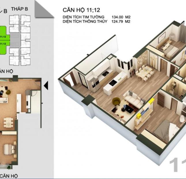 Bán căn hộ 124m2, Cơ hội nhận  nhà chỉ với 10tr/m2 tại dự án Tứ Hiệp Plaza. Chiết khấu 11% và bốc thăm nhận oto honda 600tr.