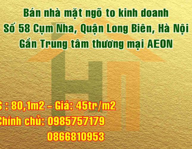 Bán đất mặt ngõ to kinh doanh Quận Long Biên, Hà Nội