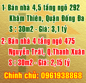 Chính chủ cần bán nhà Quận Đống Đa & Quận Thanh Xuân, Hà Nội