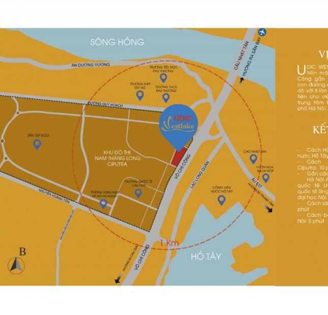 Mở bán đợt 1 - chung cư view hồ Tây UDIC Westlake, giá từ 32 triêu/m2.