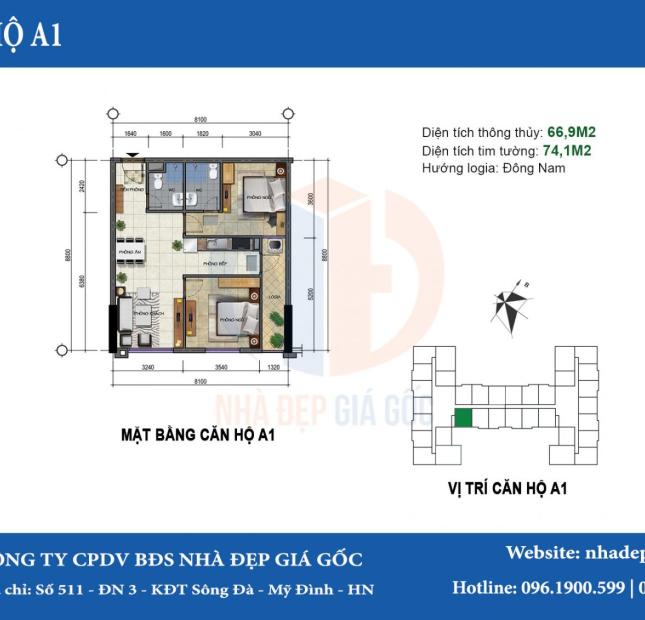 Bán gấp căn hộ 282 Nguyễn Huy Tưởng 2 PN, 70m2, giá gốc 16.058tr/m2. LH: 0975617928