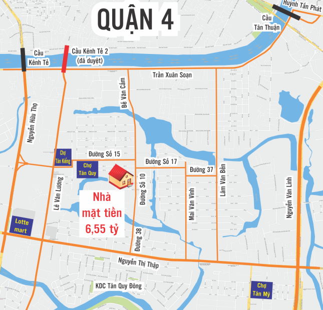 Nhà Mặt tiền Đường Số 21, Tân Quy, Q. 7 _ 50,4 m2 _ 6,55 tỷ _ thấp nhất quận 7