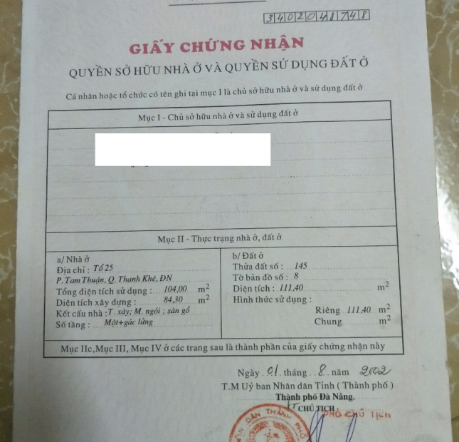 Bán nhà cấp 4  1,29x14m, kiệt 3m K160 Trần Cao Vân - Thanh Khê