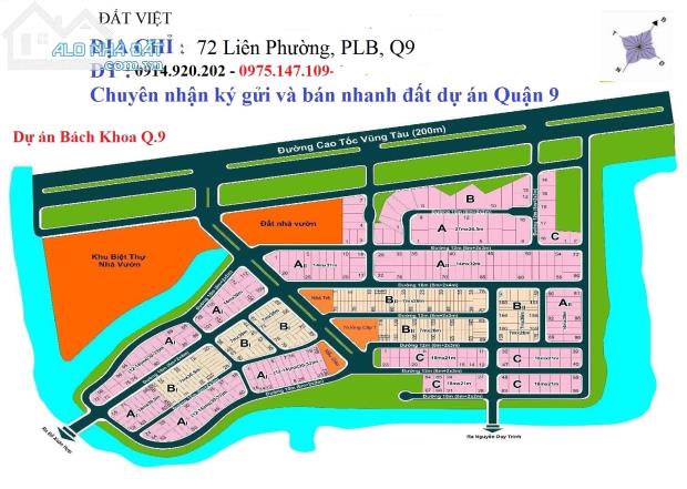 Bán nhanh lô biệt thự trục chính DA Bách Khoa, Phú Hữu, Quận 9, giá tốt nhất, dt 12x33m
