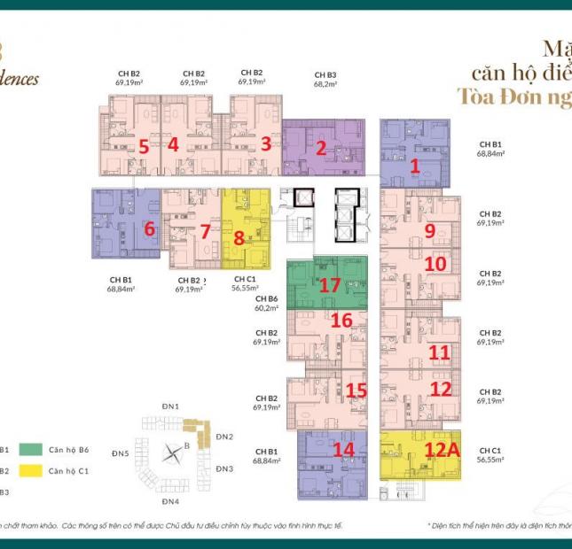 Chính chủ cần bán CHCC Hope Residence Phúc Đồngcăn 1206, DT 68m2 bán 16.5tr/m2: 0981129026