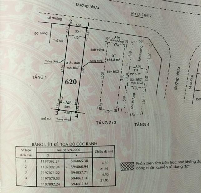 bán nhà mặt tiền đường tân thới nhất 17, DT 4,5x 22m giá 7,7 tỷ TL  0938 254 892