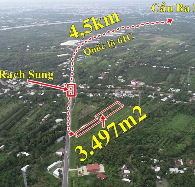 Bán 3497m2 Đất mặt tiền Quốc Lộ 61C Cách Cầu Rạch Sung 500m  - Phong Điền – Giá 1tr990/m2.