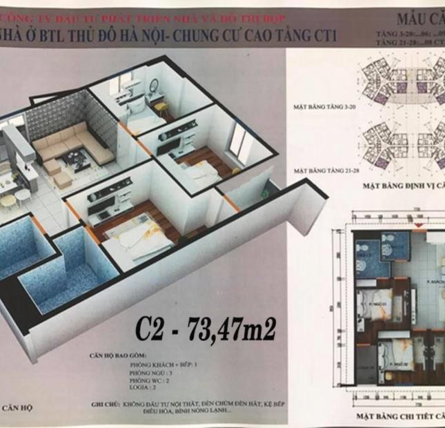 Duy nhất 1 căn góc 73.47m2 chủ nhà cần nhượng lại giá 13.5tr/m2 dự án CT1 Yên Nghĩa