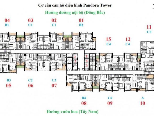 CK đến 5% + tặng SH 86 triệu + hỗ trợ 70% căn 2PN 83m2 chung cư Pandora Tower tầng đẹp, view đẹp