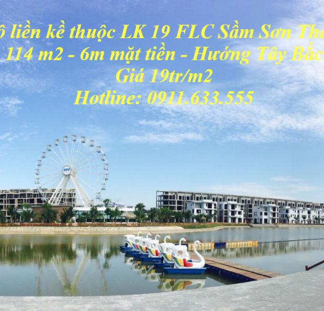 Bán 2 lô đất liền kề FLC Sầm Sơn, thuộc LK 19, mặt đường Thanh Niên 47m, vị trí đẹp nhất dự án FLC Lux City Samson 