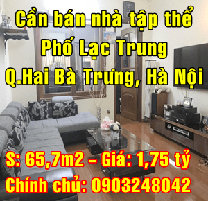 Cần bán nhà tập thể Phố Lạc Trung, Quận Hai Bà Trưng, Hà Nội