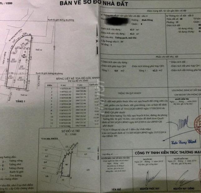 Bán gấp nhà chính chủ 87m2 đường Bến Bình Đông Quận 8. Liên hệ: 0906663290