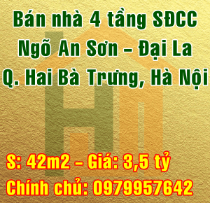 Chính chủ bán nhà Quận Hai Bà Trưng, ngõ An Sơn, Phố Đại La