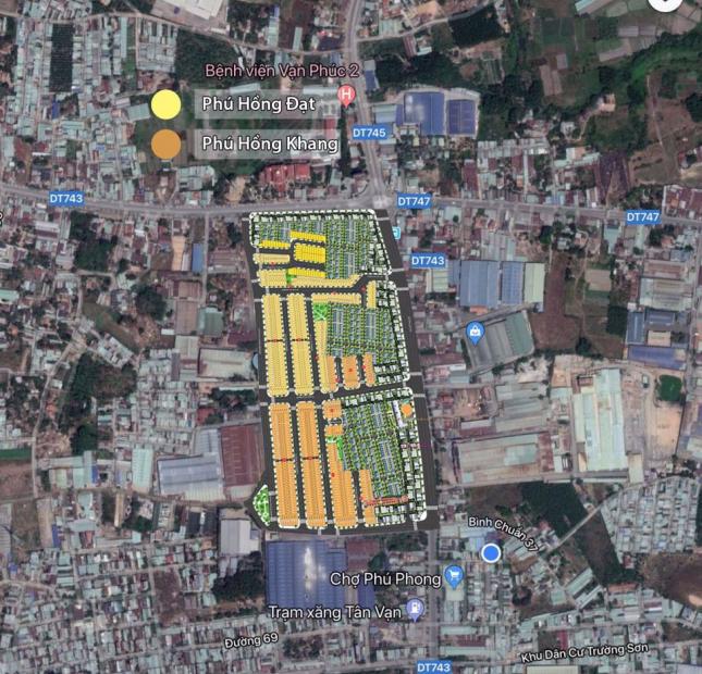 Dự án Phú Hồng Khang - Phú Hồng Đạt khu đô thị, TTTM lớn nhất Thuận An, Bình Dương 2019. SHR